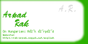 arpad rak business card